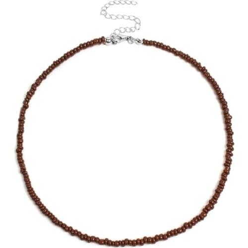 1pc Bohemian Style Ladies Choker Necklace Creative Fashion Bohemian Beaded Necklace Bead Choker Jewelry Accessories