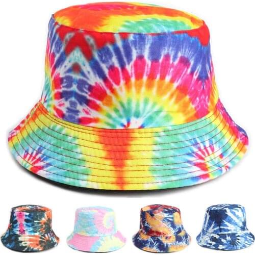 New Unisex Panamas Fashion Tie-dye Printed Bucket Hats Outdoor Fishermans Hat Sunscreen Beach Casual Fishing Hats Sun Cap 2021