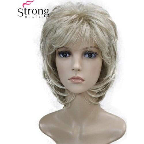 Short Soft Shaggy Layered Blonde Swept Bangs Full Synthetic Wig Natural Wave Womens Wigs COLOUR CHOICES