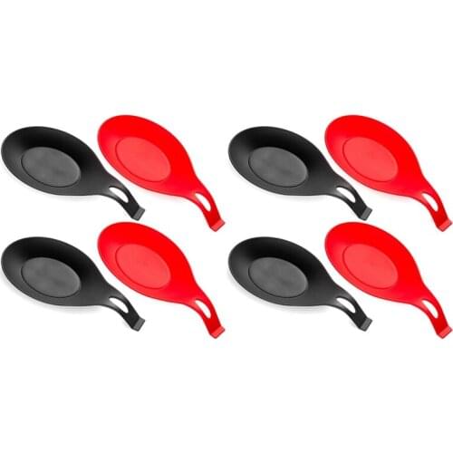 Spoon Rest Spoon Rest for Kitchen, 2 Red and 2 Black, Silica gel Spoon Rest, Spoon Rest for Kitchen Counter