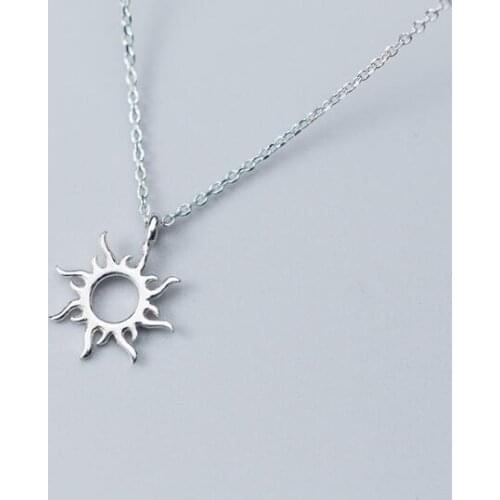 "Warn my heart" Real. 925 Sterling Silver SUN Pendant Necklace Valentine’s Day Gift GTLX2053