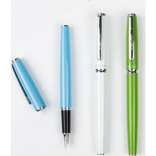 Luxury Fountain Pen Hooded Nib 0.38mm Silver Cap metal Pens for Writing School Office Supplies 1pcs