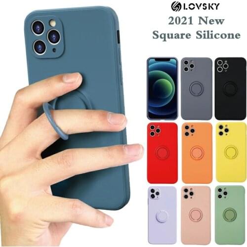 Finger Ring Silicone Phone Case for iPhone 12 Mini 11 Pro XS Max XR XS 8 7 6s Plus Luxury Magnetic Car Holder Stand Cover Coque