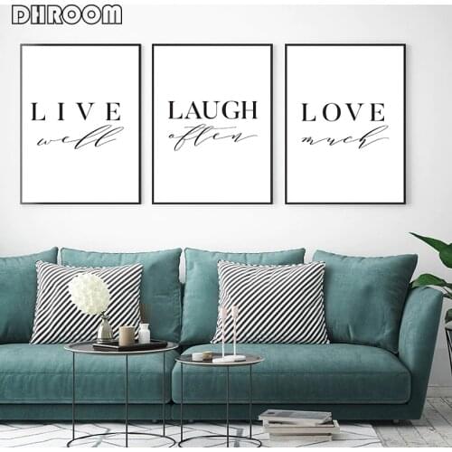 Nordic Poster Live Laugh Love Print Picture Canvas Prints Nursery Art Painting Wall Art for Living Room Minimalist Decor