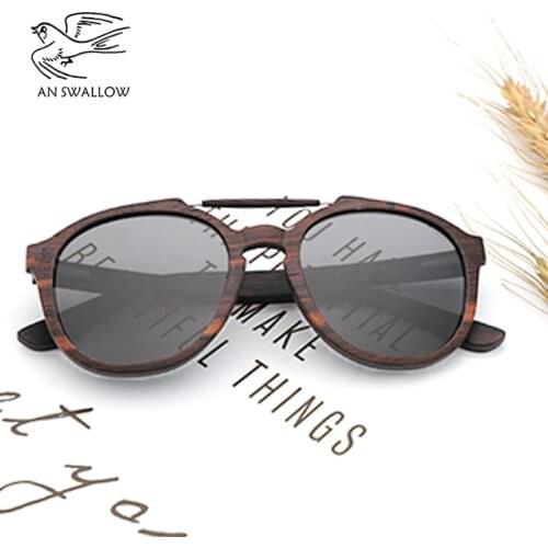 Fashion Women Men Sunglasses Brand Designer Bamboo Sunglasses Multilayer Wooden Sunglasses Cool Ebony Wood Polarized Lens UV400