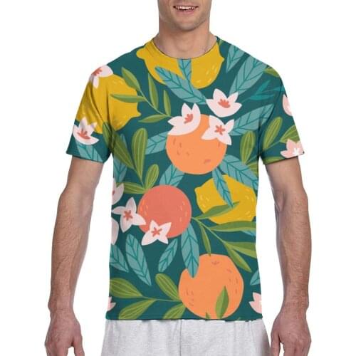 Tropical Summer Fruit Citrus Tree Oranges Lemons Casual T Shirts Tee Tops Summer Short Sleeve Streetwear Fashion Male Tshirts