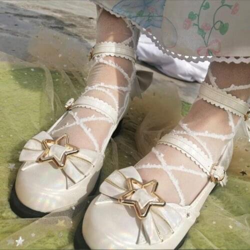 Lolita Shoes Short Heel Magic Laser Tea Party Women Shoes Sweet Lolita Loli Cos Kawaii Girl Lolita Shoes Round Head Female Shoes