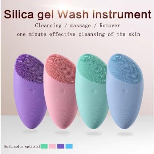 Electric Facial Cleaner Silicone Skin Washing Pore Blackhead Ance Brush Set Face Massager Ultrasonic Vibration Dermabrasion Tool