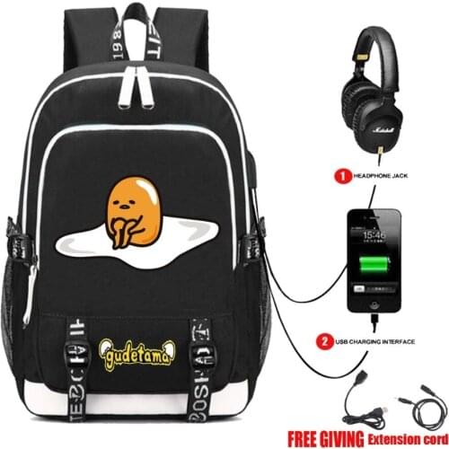 USB Charging Headphone jack teenagers travel bag Laptop School Bags Mochila Feminina packsack Cartoon cute Gudetam Backpack