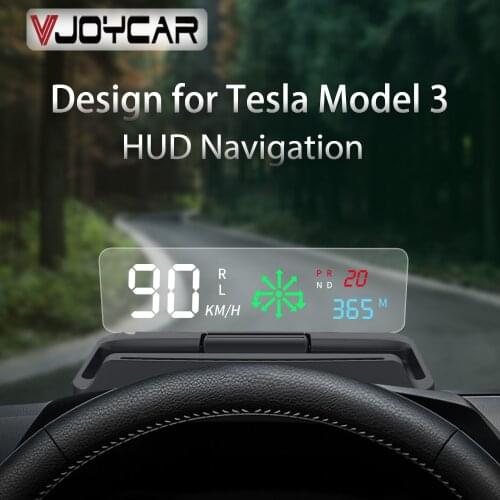 Vjoycar Navigation HUD Mirror MX30 for Tesla Model 3 Performance OBDII Speed Projector Digital Speedometer Door Gearing Reminder