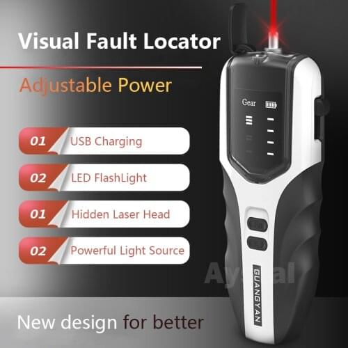 Fiber Optic Tester Pen VFL Type Red Laser Optical Adjustable Fiber Optic Red Laser Pen Visual Fault Locator Rechargeable 5-30MW
