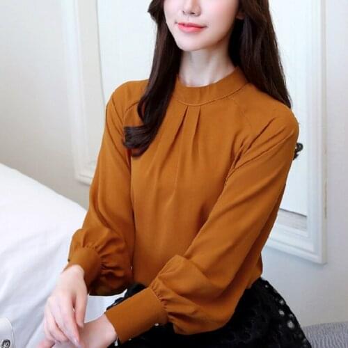 Long Sleeve Shirt Women Office Blouse Fashion Woman Blouses 2021 Solid Clothing Female Women Tops Blusa Feminina Shirt Tops A363