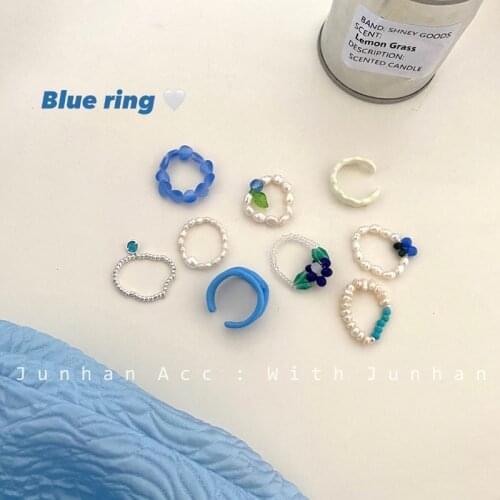 Haiyan soda/Korea INS temperament girl ring collection stacking ring sweet simple pearl color jewelry