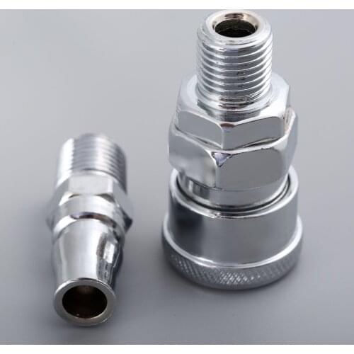 2Pcs/set 1/4" BSP Male Thread Pneumatic Euro Air Line Hose Compressor Connector Quick Release Coupler Fitting Connector
