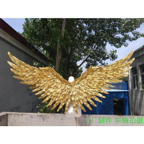 2017 gold new style angel wings props catwalk show props festival Angel Feather wings Window props underwear catwalk