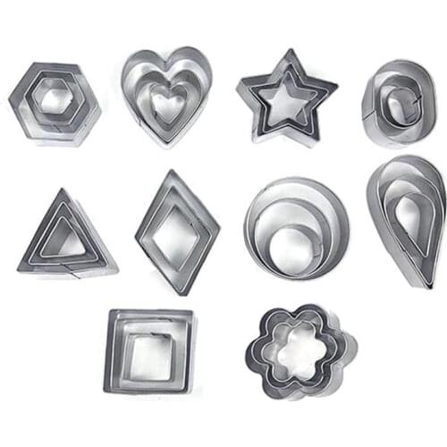 27Pcs/lot Stainless Steel Pottery Clay Tools Geometry Round Square Ceramic Polymer Clay Cutter Molds Handmade Tools