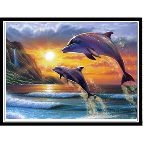 Full Square/Round Drill 5D DIY Diamond Painting "Animal Dolphins"3D Rhinestone Embroidery Cross Stitch 5D Home Decor Gift FG1872