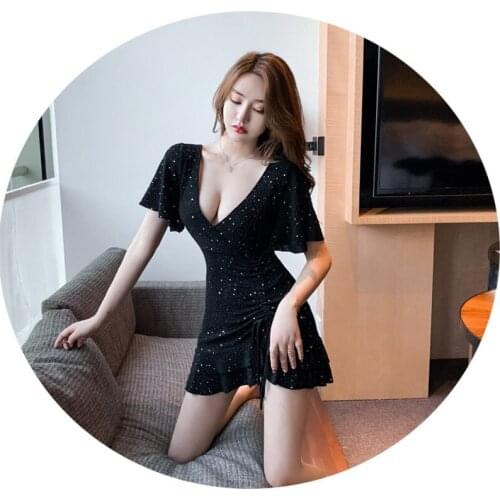 ZC2985 2021 summer new fashion sexy slim temperament drawstring womens wear corrugated edge dress cheap wholesale