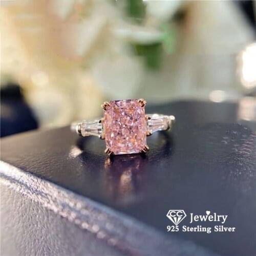 CC 18k White Gold Plated Womens Ring Propose Pink Romantic Engagement Wedding for Lady Jewelry Rings Exquisite Accessory CC1663
