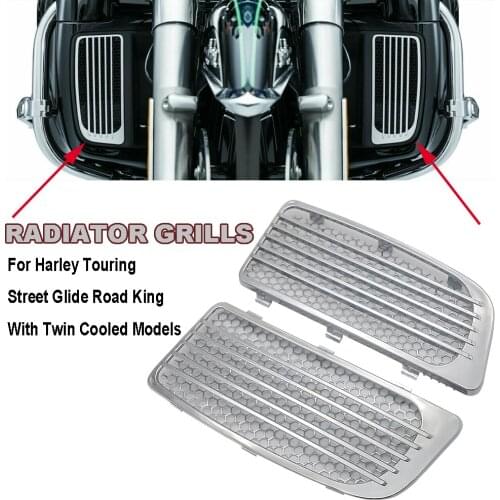 For Harley Touring Street Glide Road King With Twin Cooled Models Motorcycle Radiator Grill Lower Fairing Cover Fits Screens