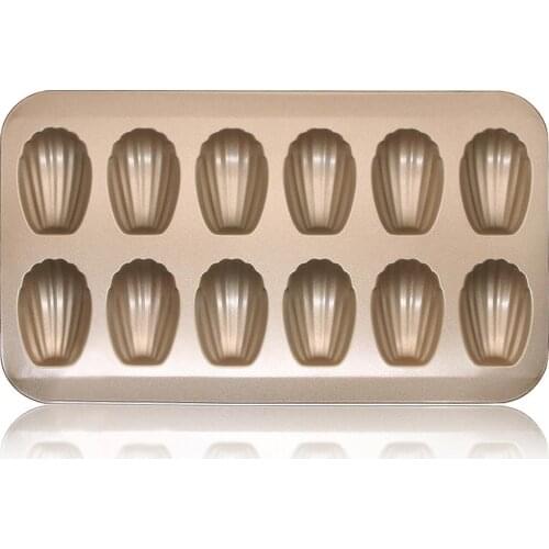 Stainless Steel Cake Mould Muffin Madeleine Pan 12-Cavity Baking Pans Tray Shell Shaped Nonstick Mold