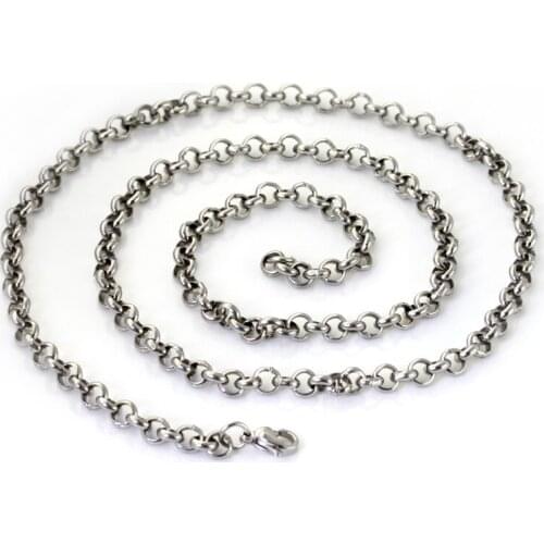 GNAYY JEWELRY wholesale 5pcs 2.5mm wide rolo chain stainless steel fashion women necklace 16''-28