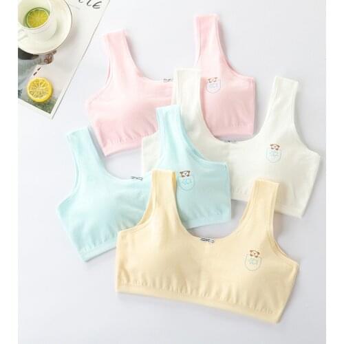 Cotton Girls Training Bra 8-16 Years Old Girls Sport Bras Kids Underwear Push Up Teens Bras With Chest Pad