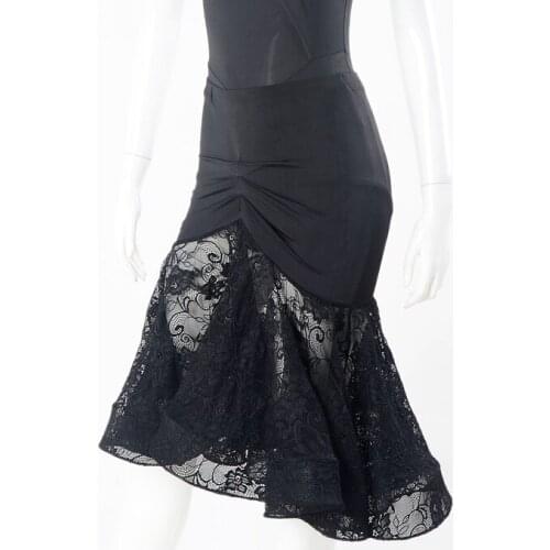 Latin dance package hip lace hem wide flare Latin section of the long practice of half skirt S16027