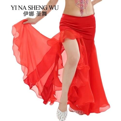 New Adult Belly Dance Performance Set Flannel Split Skirt Oriental Dance Performance Clothing 1pc Set / 3pcs Set Bra Belt Skirt