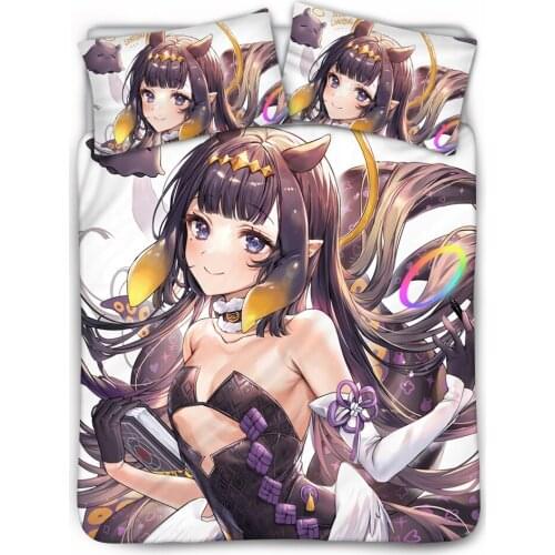 Anime Hololive EN Gawr Gura 3D Printed Bedding Set Duvet Covers Pillowcases Comforter Bedding Set Bedclothes Bed Linen