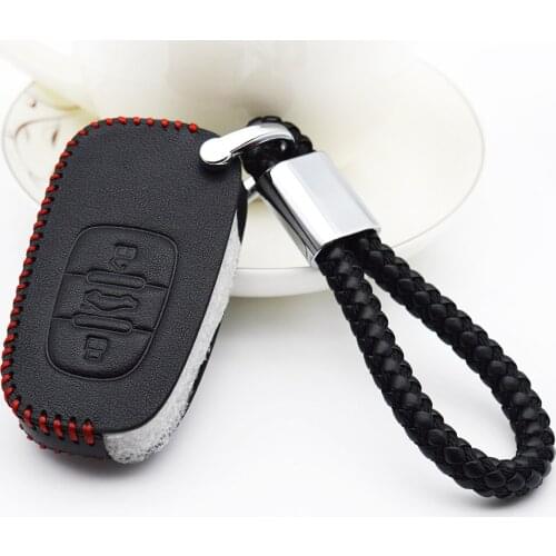 Leather Car Key Cover with PU Leather Braid Woven Rope Key Ring Holder For Audi A3 A4 B5 B6 C5 C6 B7 B8 A7 A8 Q5 A7 Accessories