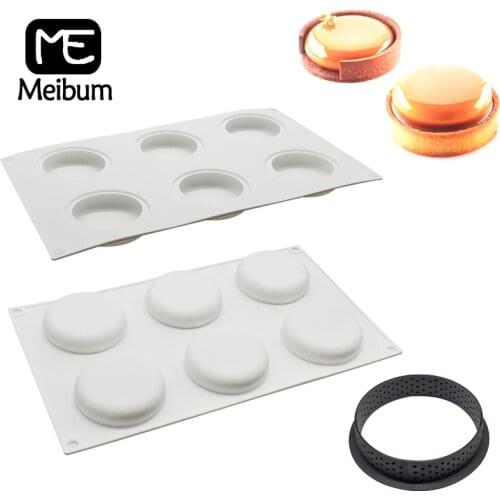Meibum 6 Cavity Combination Cake Silicone Mould Tart Ring Mold Pastry Bakeware Mousse Dessert Decorating Tray Baking Tools