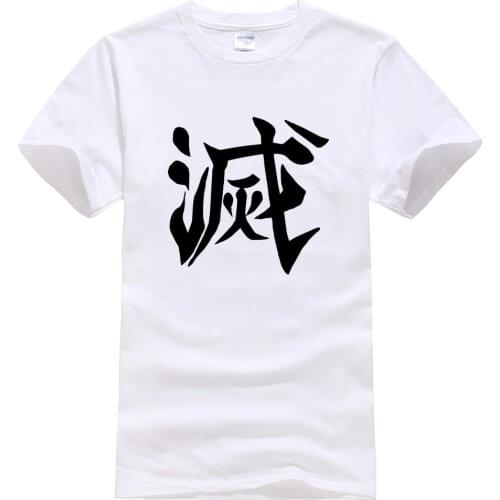 2021 New T-shirts Japan Anime Demon Slayer Personality Letters Men T Shirts Hip Hop Goth Style Mens Short Sleeve Tee Shirts