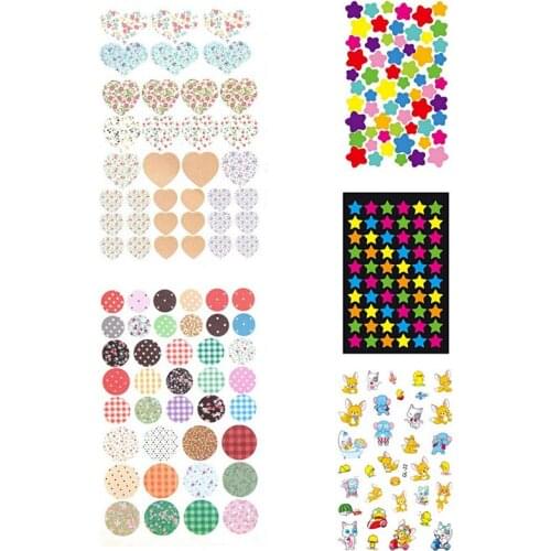 Star Animal Heart Stickers Scrapbooking Paper Self Adhesive DIY Crafts Card Decor Stationery Teacher Praise 5pcs