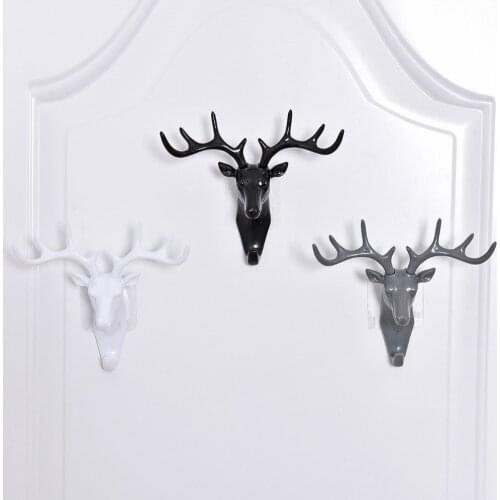 Wall Hanging Hook Deer Head Hanger Key Holder Hook Self Adhesive Hooks Deer Decor Bag Coat Hanger Tie Organizer Wall Decoration