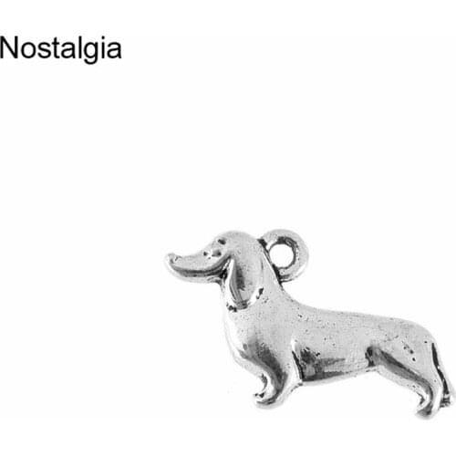 Nostalgia 10Pcs Dachshund Dog Metal Charms For Crafts Animal Handmade Jewelry Findings 12*20MM