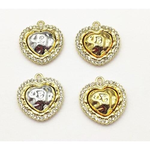 New arrival! 23x21mm 50pcs Rhinestone Heart shape Charm for Handmade Necklace Earring DIY Parts Jewelry Findings & Components