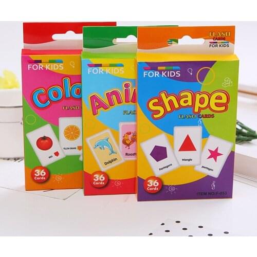 Baby Educational ToysPaper Game Cognitive Learning English Cards Teaching Card Recognition Shape Animal Color