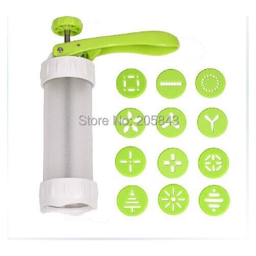 BISCUITS MAKERS pump press cookie machine biscuit maker cake making decorating gun kitchen tools set bakeware+ 12 moulds