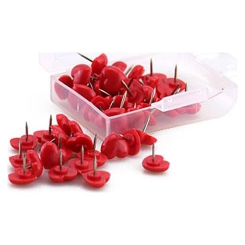PPYY-Heart shape 50pcs Plastic Quality Cork Board Safety Colored Push Pins Thumbtack Office School Accessories Supplies