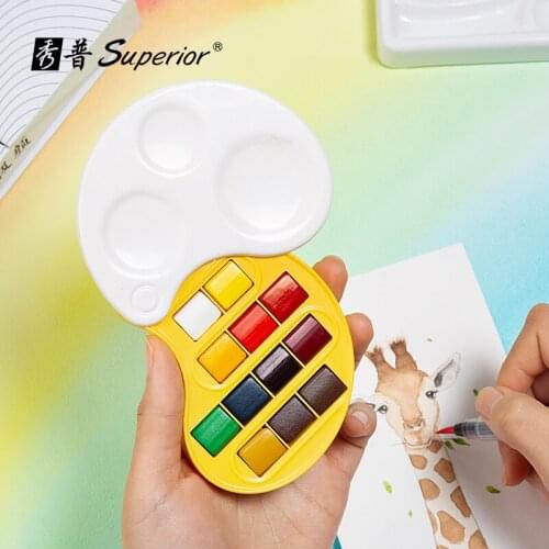 Superior Jiyan Solid Watercolor Paint 12/17Colors Mini Boxed School Supplies Art Supplies