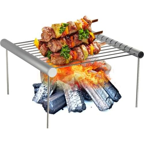 Foldable Stainless Steel BBQ Grill Rack Camping Grill Mesh Mini BBQ Grill Barbecue Accessory For Fire Cooking Backpacking Picnic