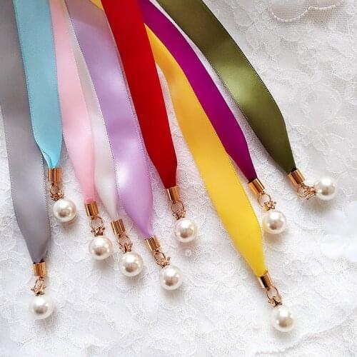 Pearl Pendant Style Prom Dress Belt High Quality Double Sided Satin Sash Pearl Sash Thin Bridal Gown Wedding Belt Woman Waist