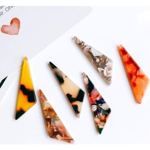 ZEROUP Eardrop 6 Colors Triangle Earring Accessories Pendant Necklace Charms Diy Handmade Material 6pcs