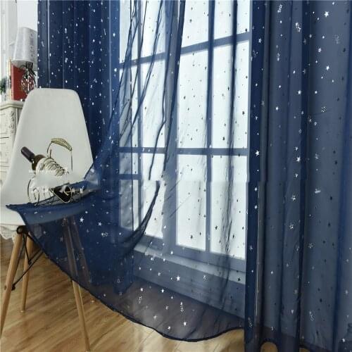 Fresh Hot Silver Star Window Screen Flocking Window Screen BlingBling Curtain
