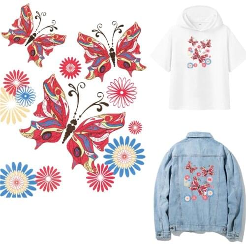 Iron-on Transfers for Clothing Thermoadhesive Patches Ironing Stickers Diy Patch Butterfly Applique Flex Fusible Transfer Dress