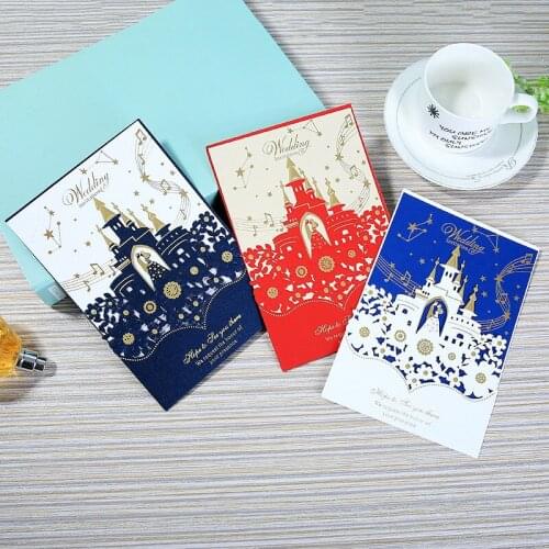 50pcs Laser Cut Castle Wedding Invitations Card Stamping Business Greeting Card Custom Birthday Wedding Party Favor Decoration