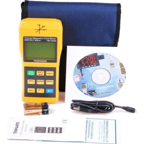 TM-192 Auto Range and Auto Power 3-axis Magnetic Field Meter 30Hz-2000Hz with USB 3-Axis Electromagnetic Radiation Detectors