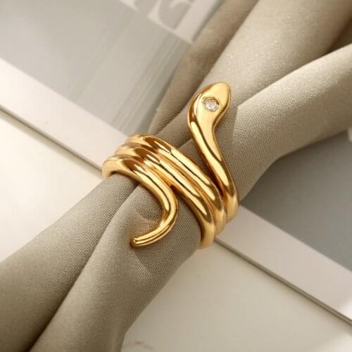 Vintage Snake Rings For Women Man Stainless Steel Gold Punk Animal Spirit Snake Finger Ring Jewelry Mujer Boho Bijoux Femme