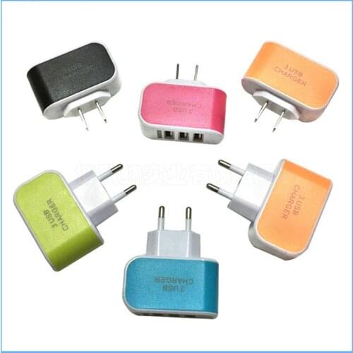 USB Charger EU/US Plug 3 Ports Multiple trave LED light wall Charger Adapter For smart phone